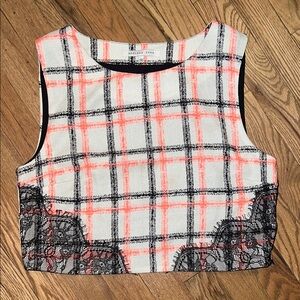 Endless Rose Pink and Black Plaid Crop Top Size L NWOT